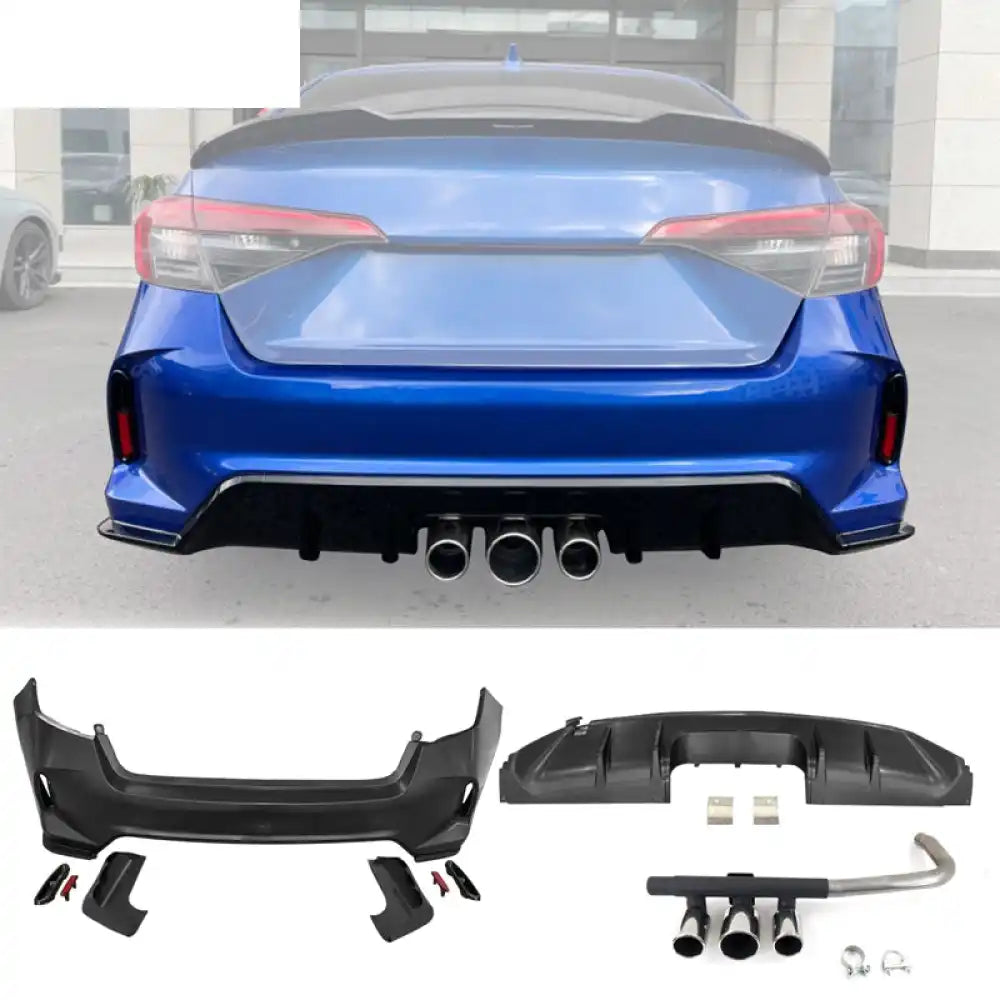 2022-2024 Honda Civic LX Sport Rear Bumper Cover Set + Exhaust Pipe