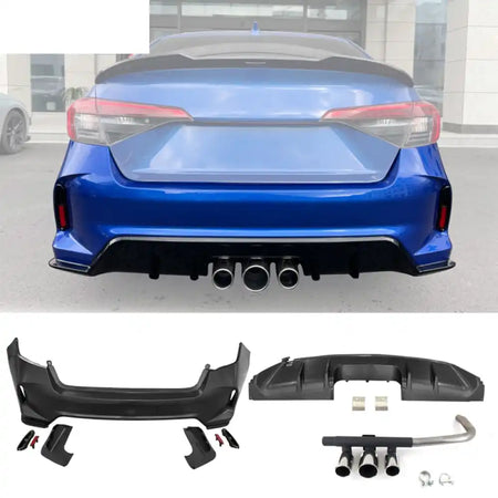 2022-2024 Honda Civic LX Sport Rear Bumper Cover Set + Exhaust Pipe