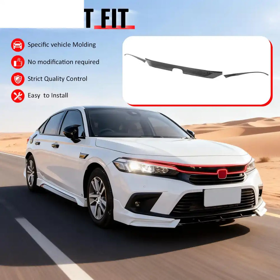 2022-2024 Honda Civic OE Carbon Fiber Print Bumper Grille Cover ABS Carbon Fiber Print