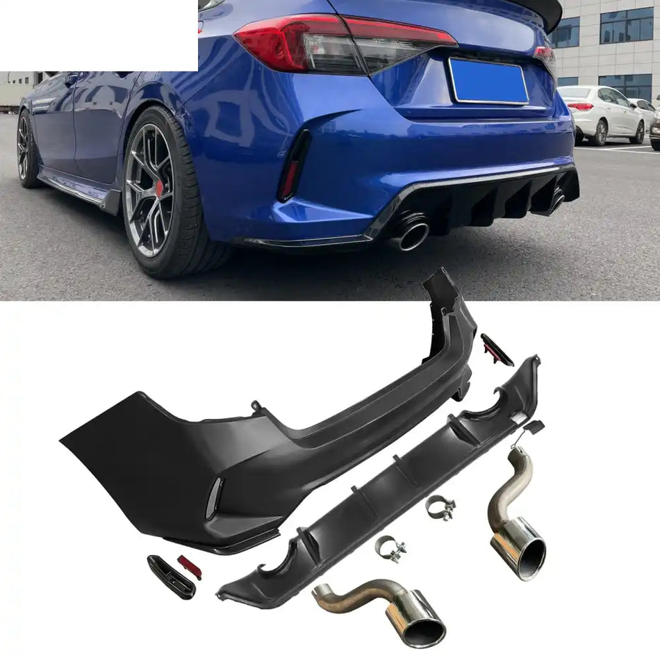 2022-2024 Honda Civic Sedan Rear Bumper Cover + Diffuser +Exhaust Pipe