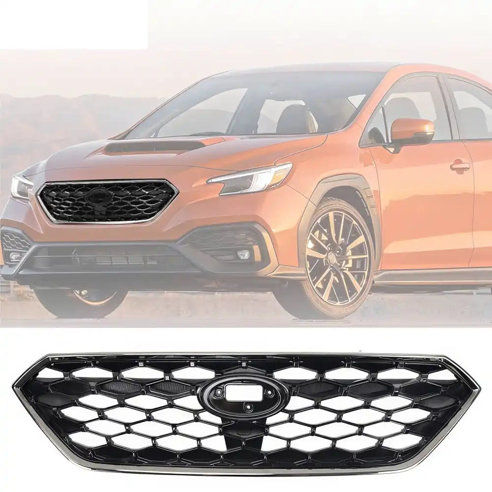 2022-2025 Subaru WRX JDM1 Style Gloss Black Chrome Frame Front Grille Gloss Black W/Chrome Frame
