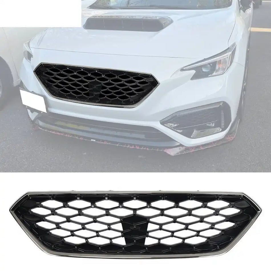 2022-2025 Subaru WRX JDM2 Style Gloss Black Chrome Frame Front Grille Gloss Black W/Chrome Frame