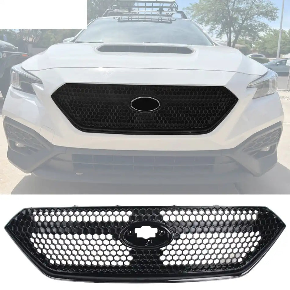 2022-2026 Subaru WRX Gloss Black Honeycomb Front Bumper Grille ABS Honeycomb Style