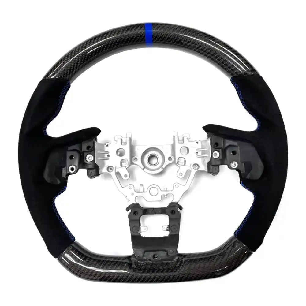 2022-2026 Subaru WRX Steering Wheel CF Leather Carbon Fiber with Blue Ring & Synthetic Suede & Indicator / Carbon Fiber
