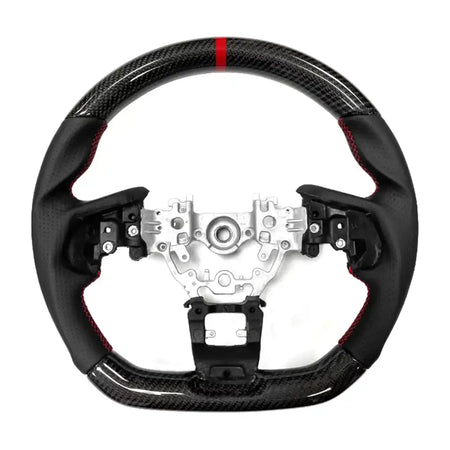 2022-2026 Subaru WRX Steering Wheel CF Leather Carbon Fiber with Red Ring & Perforated Leather Black Red Stitching