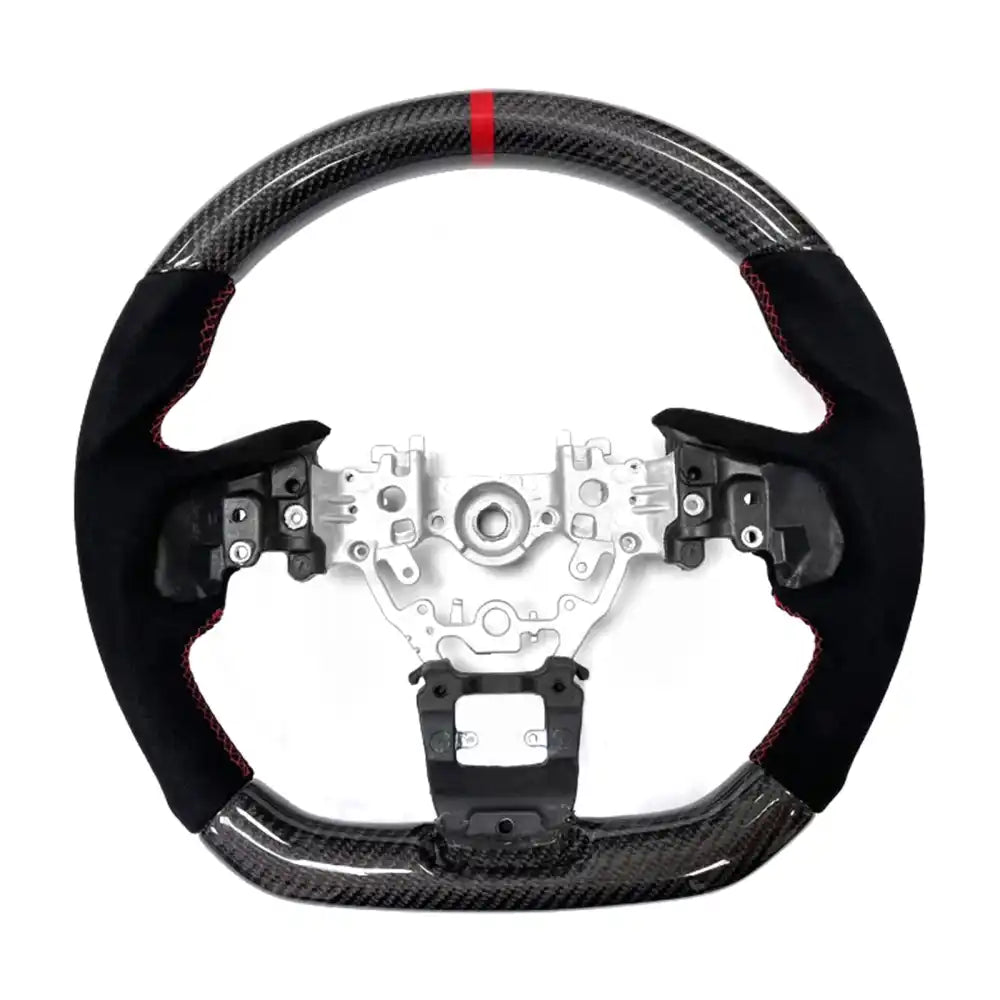 2022-2026 Subaru WRX Steering Wheel CF Leather Carbon Fiber with Red Ring & Synthetic Suede & Indicator / Carbon Fiber
