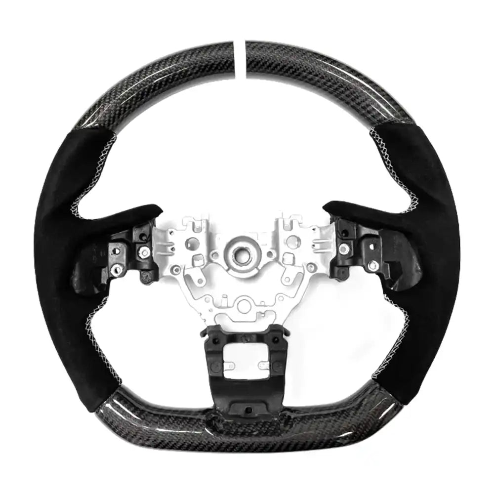 2022-2026 Subaru WRX Steering Wheel CF Leather Carbon Fiber with White Ring & Synthetic Suede & Indicator / Carbon Fiber