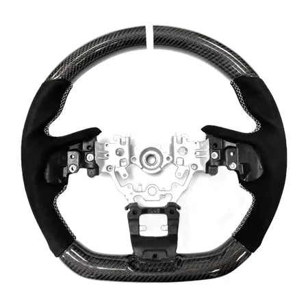 2022-2026 Subaru WRX Steering Wheel CF Leather Carbon Fiber with White Ring & Synthetic Suede & Indicator / Carbon Fiber