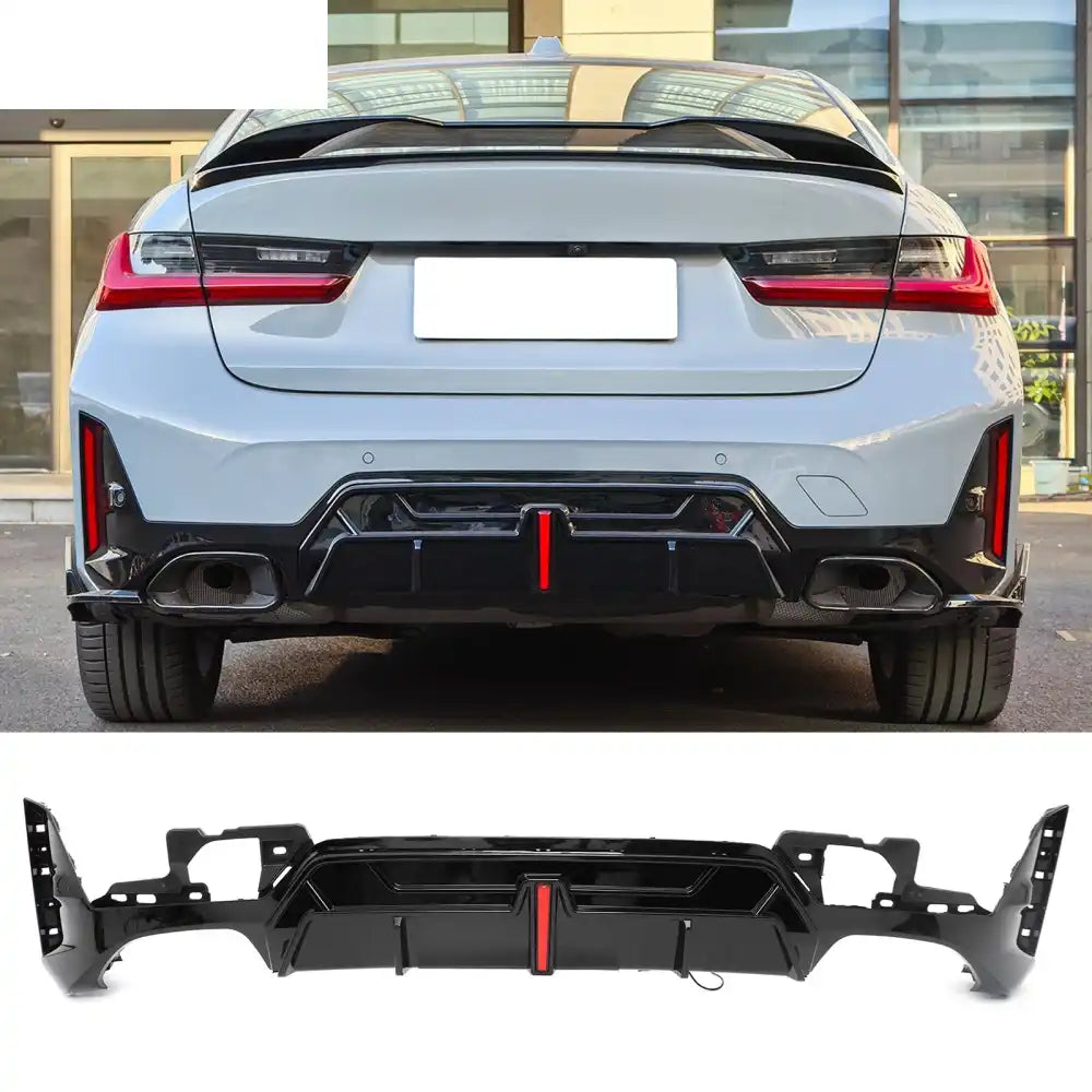 2023-2026 BMW G20 LCI 3-Series 320/330 with M Sport Bumper & M340i/M340i xDrive IKON Style Gloss Black Rear Bumper Lip
