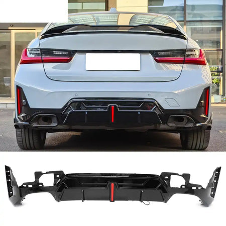 2023-2026 BMW G20 LCI 3-Series 320/330 with M Sport Bumper & M340i/M340i xDrive IKON Style Gloss Black Rear Bumper Lip