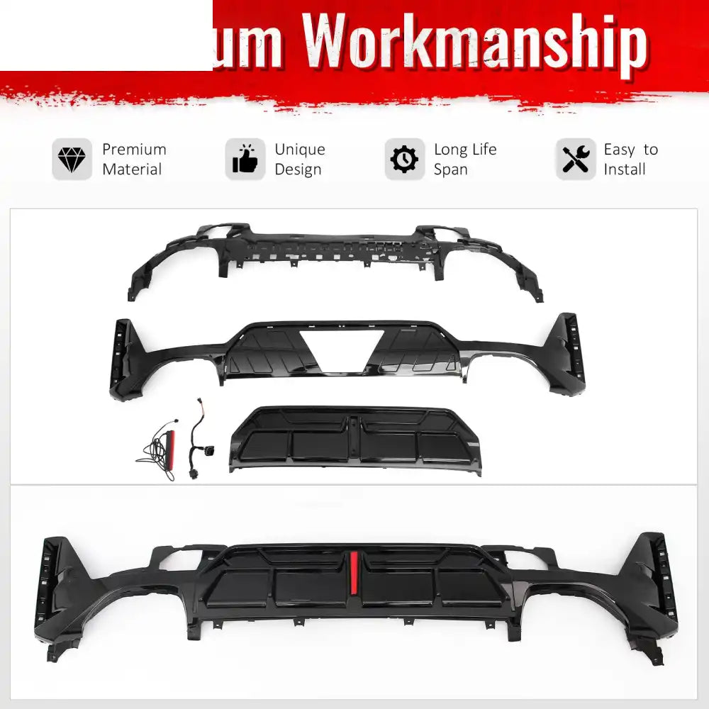 2023-2026 BMW G20 LCI 3-Series 320/330 with M Sport Bumper & M340i/M340i xDrive IKON Style Gloss Black Rear Bumper Lip