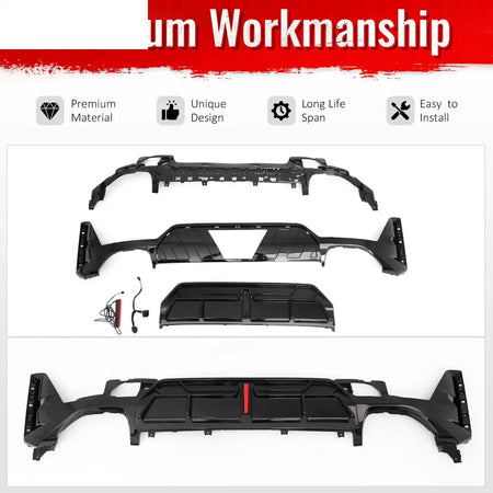 2023-2026 BMW G20 LCI 3-Series 320/330 with M Sport Bumper & M340i/M340i xDrive IKON Style Gloss Black Rear Bumper Lip