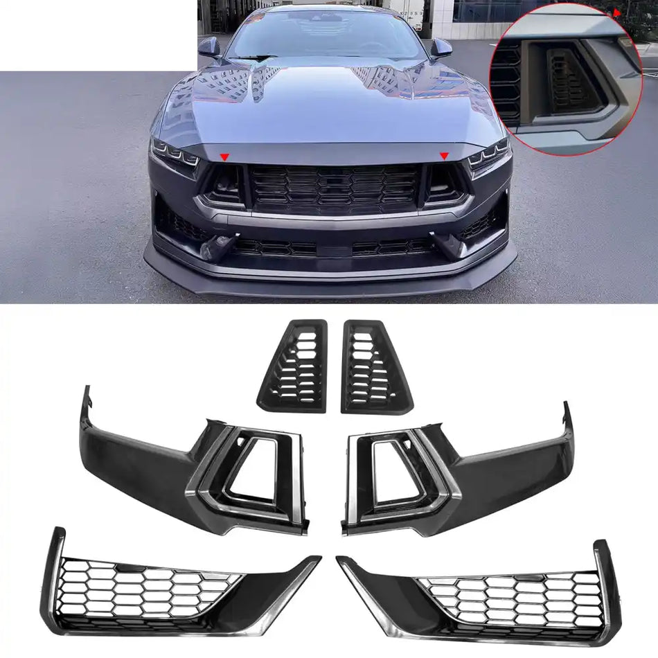 2024-2026 Ford Mustang Dark Horse Front Bumper Mesh Grilles Covers ABS