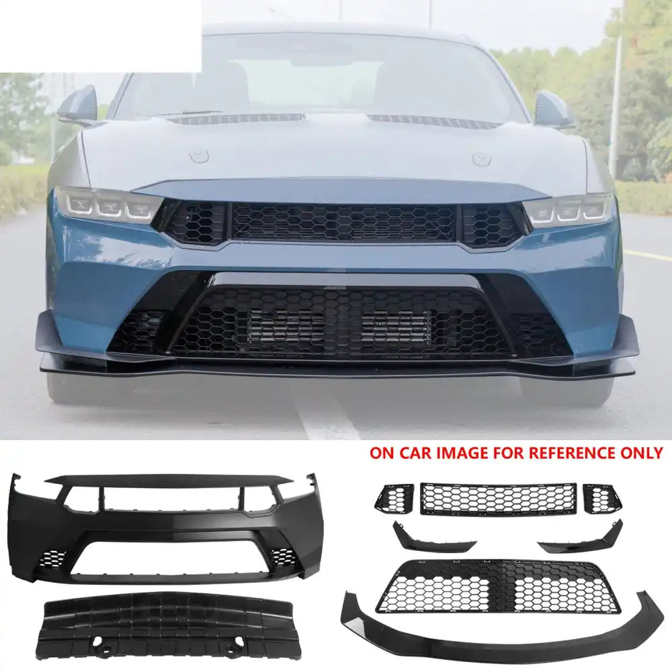 2024-2026 Ford Mustang GTD Style Front Bumper Cover w/ Gloss Black Lip