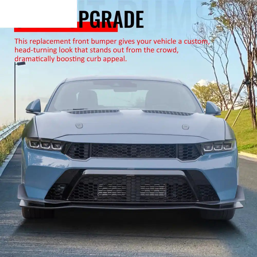 2024-2026 Ford Mustang GTD Style Front Bumper Cover w/ Gloss Black Lip