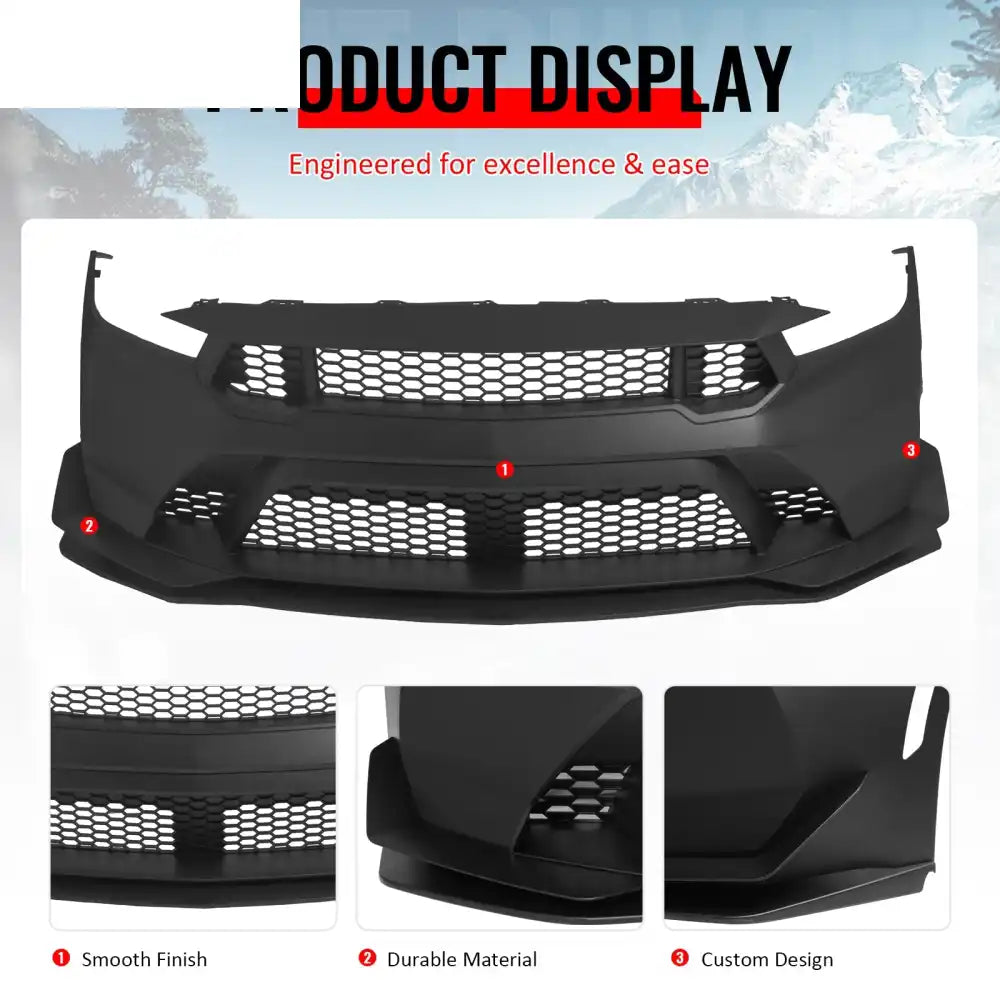 2024-2026 Ford Mustang GTD Style Front Bumper Cover w/ Matte Black Lip
