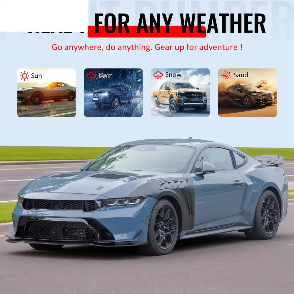 2024-2026 Ford Mustang GTD Style Front Bumper Cover w/ Matte Black Lip