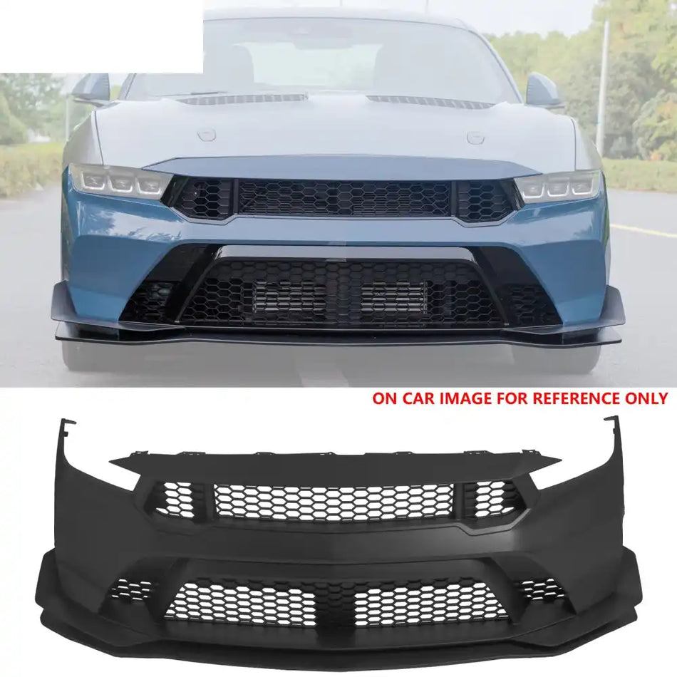2024-2026 Ford Mustang GTD Style Front Bumper Cover w/ Matte Black Lip