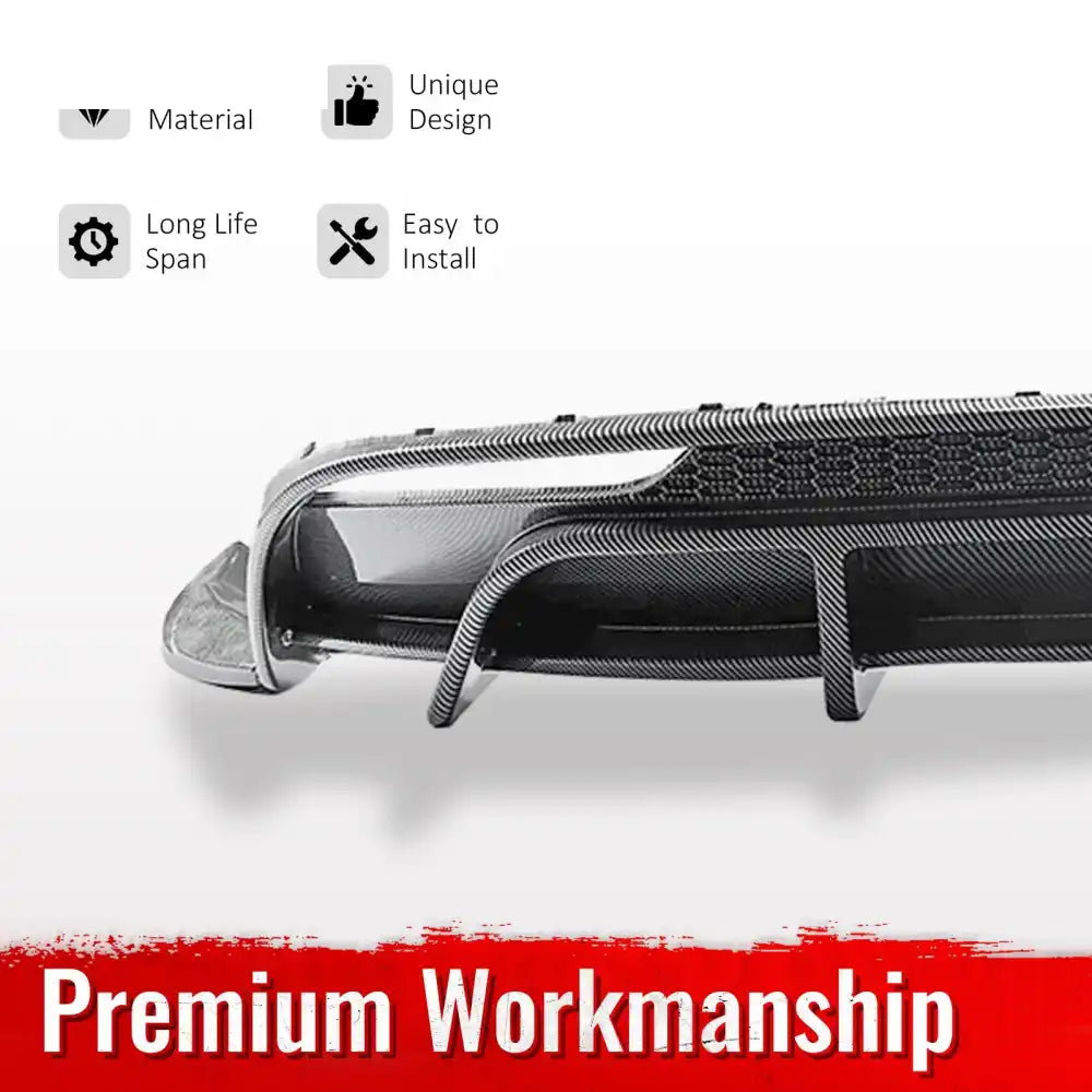 2024-2026 Tesla Model 3 5PCS Rear Bumper Lip Diffuser W/LED Light Lower Valance Exterior Auto Parts Painted Carbon