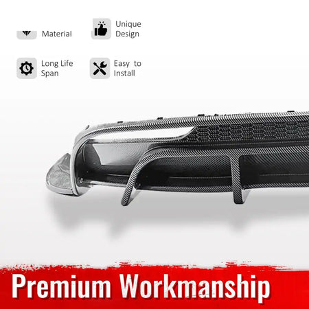 2024-2026 Tesla Model 3 5PCS Rear Bumper Lip Diffuser W/LED Light Lower Valance Exterior Auto Parts Painted Carbon