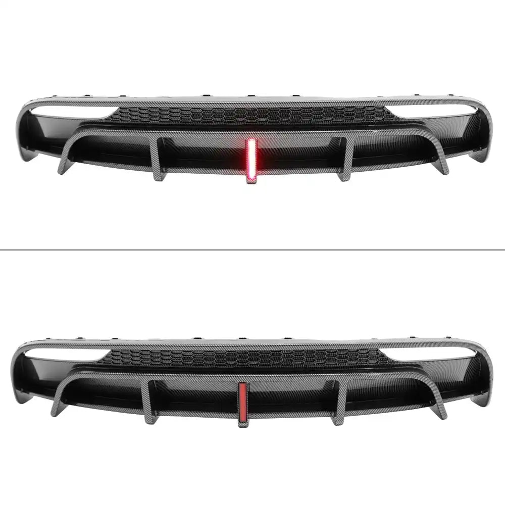 2024-2026 Tesla Model 3 5PCS Rear Bumper Lip Diffuser W/LED Light Lower Valance Exterior Auto Parts Painted Carbon