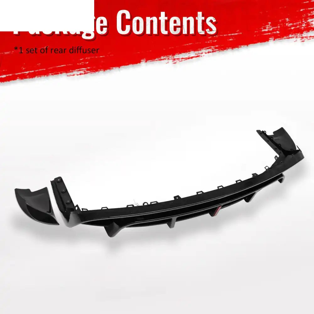 2024-2026 Tesla Model 3 5PCS Rear Bumper Lip Diffuser W/LED Light Lower Valance Exterior Auto Parts Painted Gloss Black