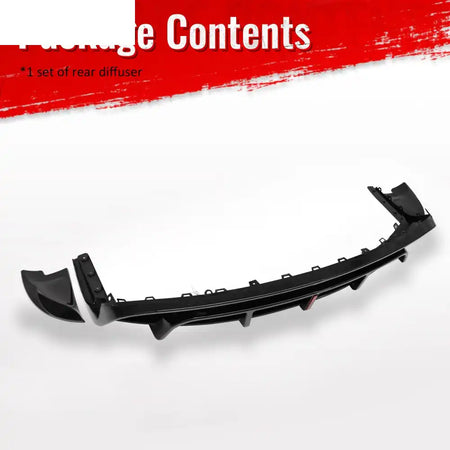 2024-2026 Tesla Model 3 5PCS Rear Bumper Lip Diffuser W/LED Light Lower Valance Exterior Auto Parts Painted Gloss Black
