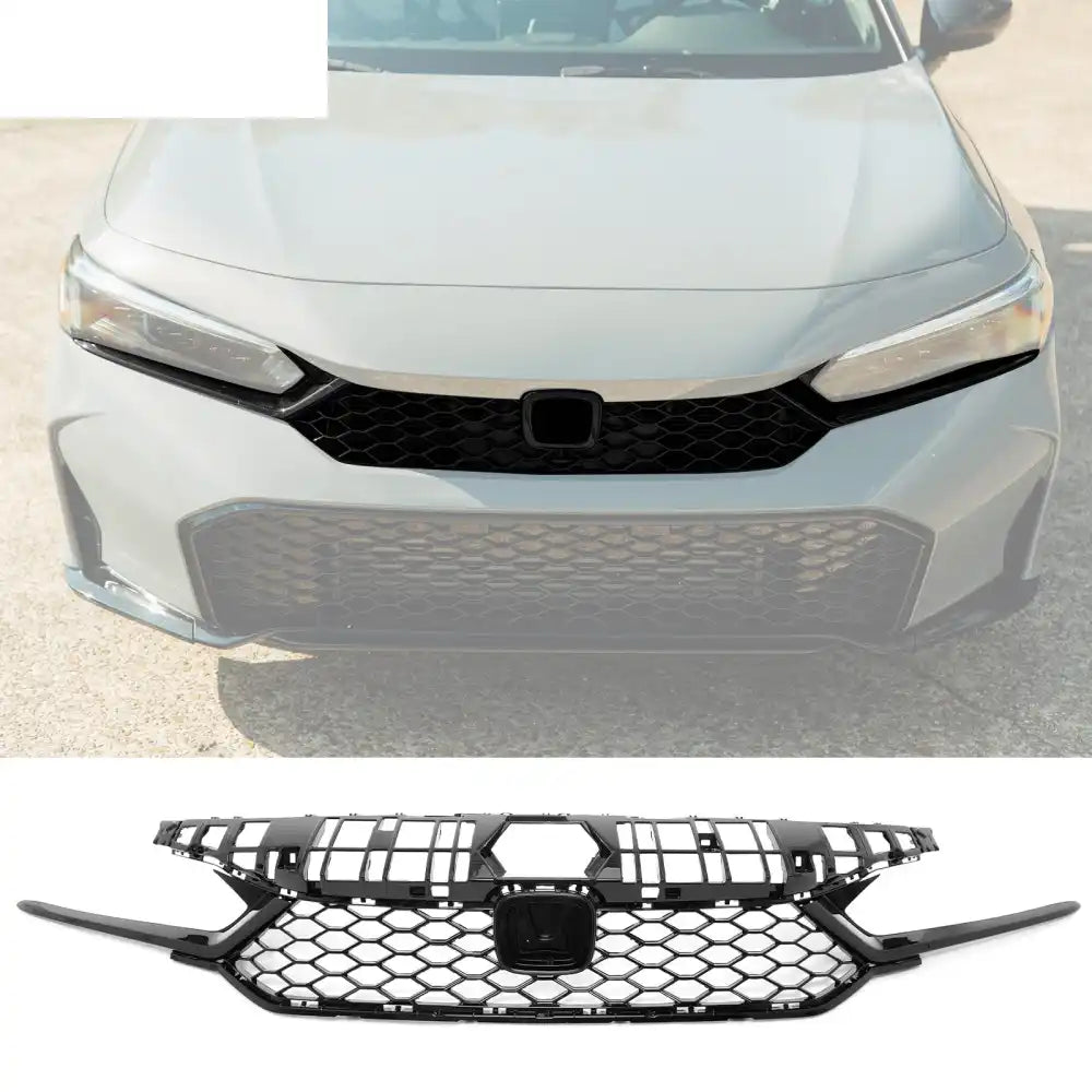 2025-2026 Honda Civic Gloss Black Type R Front Lower Upper Grilles ABS