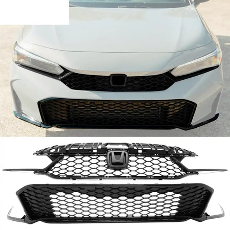 2025-2026 Honda Civic Gloss Black Type R Front Lower Upper Grilles ABS Gloss Black
