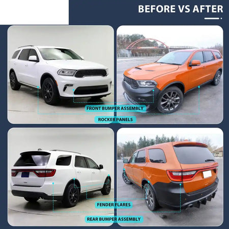 21-24 Dodge Durango Front Rear Bumper Cover Hellcat Style V1 Diffuser