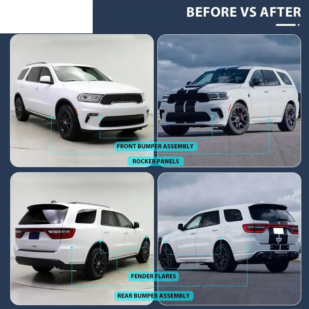 21-24 Dodge Durango Front Rear Bumper Cover Hellcat Style V2 Diffuser