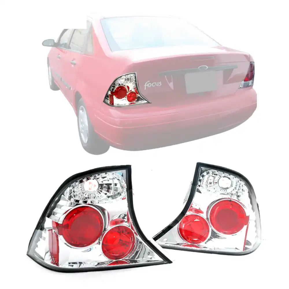 Fits 00-04 Ford Focus Sedan Chrome Altezza Tail Lights