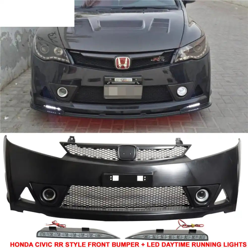 Fits 06-11 Civic Mugen RR Front Bumper & Daytime Running Fog Lamp