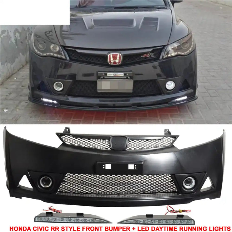 Fits 06-11 Civic Mugen RR Front Bumper & Daytime Running Fog Lamp