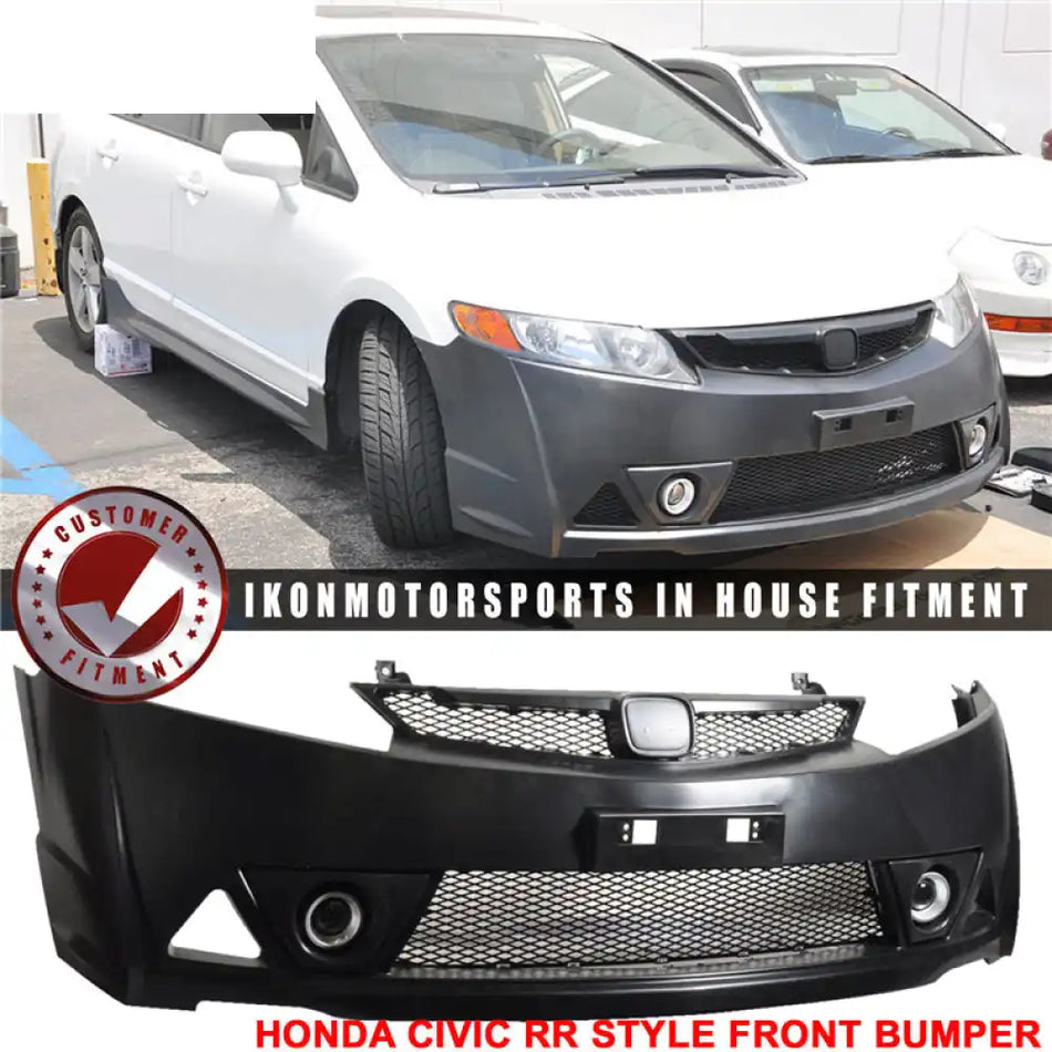 Fits 06-11 Civic Mugen RR Front Bumper + Fender Flare + LED DRL Lights