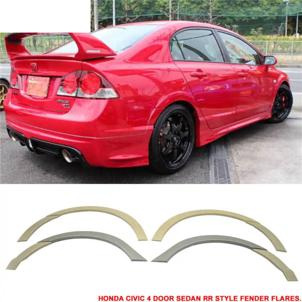 Fits 06-11 Civic Mugen RR Front Bumper + Fender Flare + LED DRL Lights