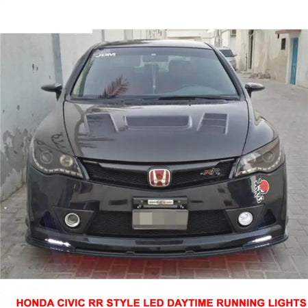 Fits 06-11 Civic Mugen RR Front Bumper + Fender Flare + LED DRL Lights