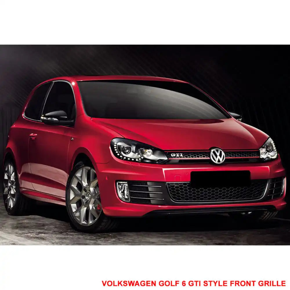 Fits 10-14 Golf MK6 Mesh GTI Black Red Front Grille Logo Base - ABS