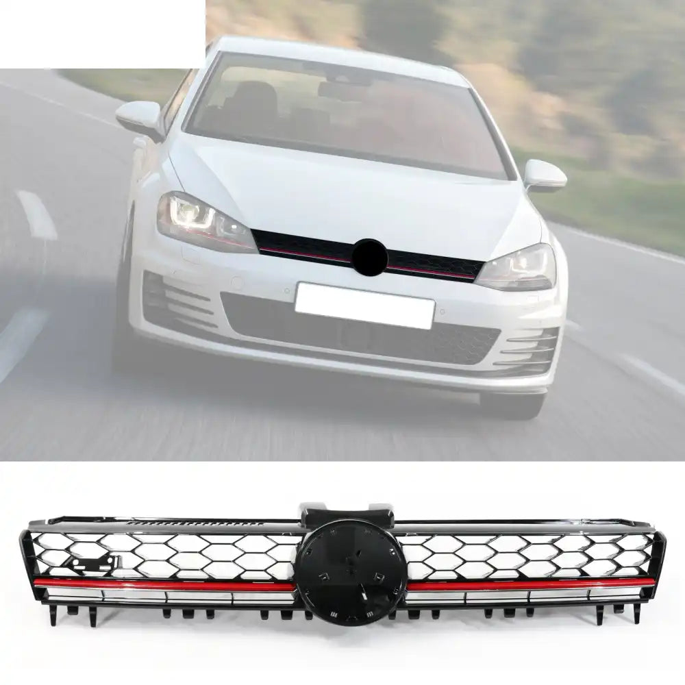Fits 15-17 Golf MK7 Mesh GTI Red Trim Front Grille Logo Badge Base