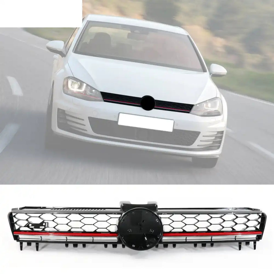 Fits 15-17 Golf MK7 Mesh GTI Red Trim Front Grille Logo Badge Base