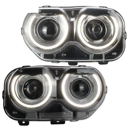 Fits 15-23 Dodge Challenger Sequential LED Halo DRL Headlights