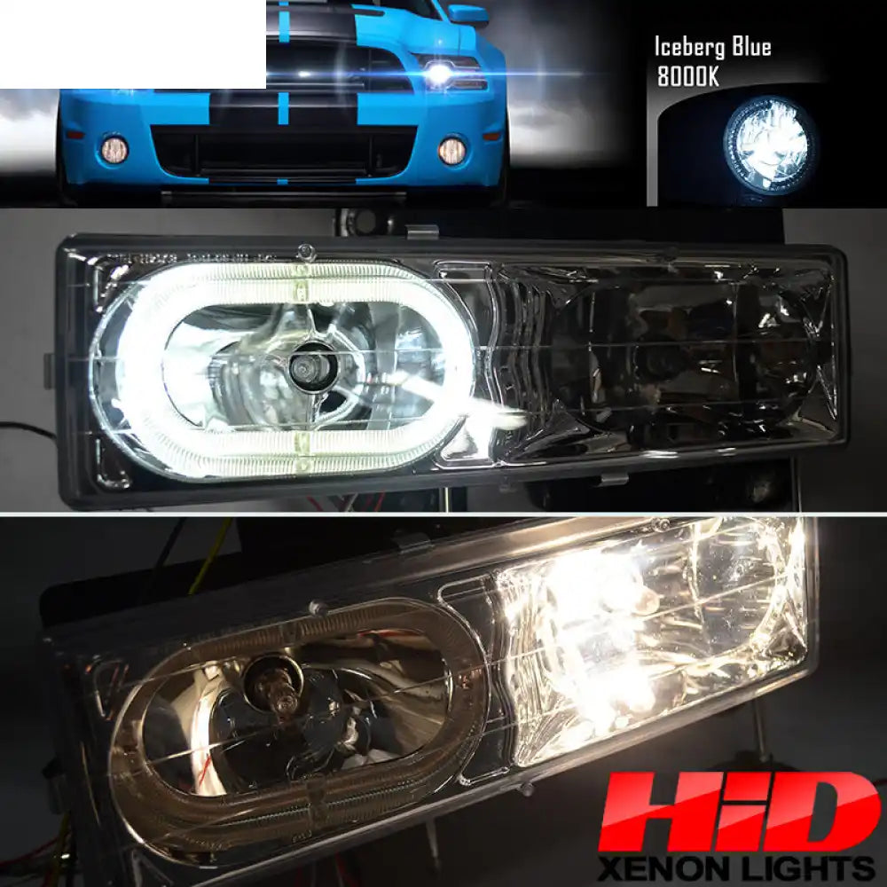 Fits 92-94 Blazer Smoked Lens Headlights Corner LED Bumper Light 8Pc