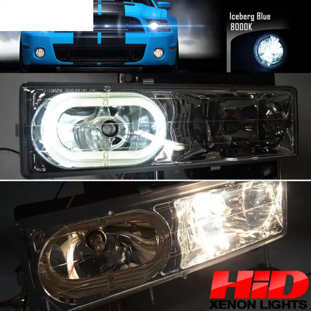 Fits 92-94 Blazer Smoked Lens Headlights Corner LED Bumper Light 8Pc