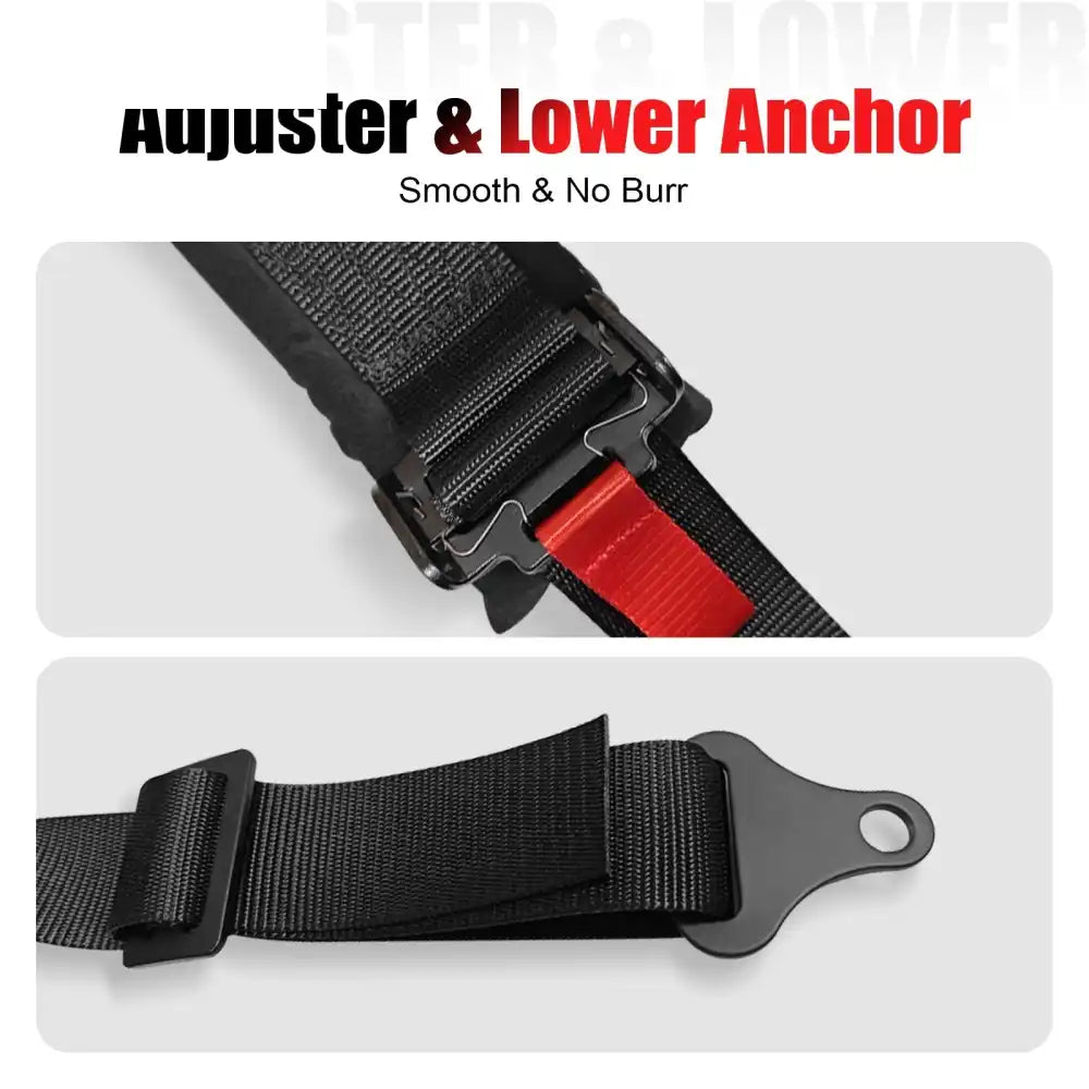 Universal 2ââ Wide 4 Point Buckle Racing Seat Belt Harness Nylon Black
