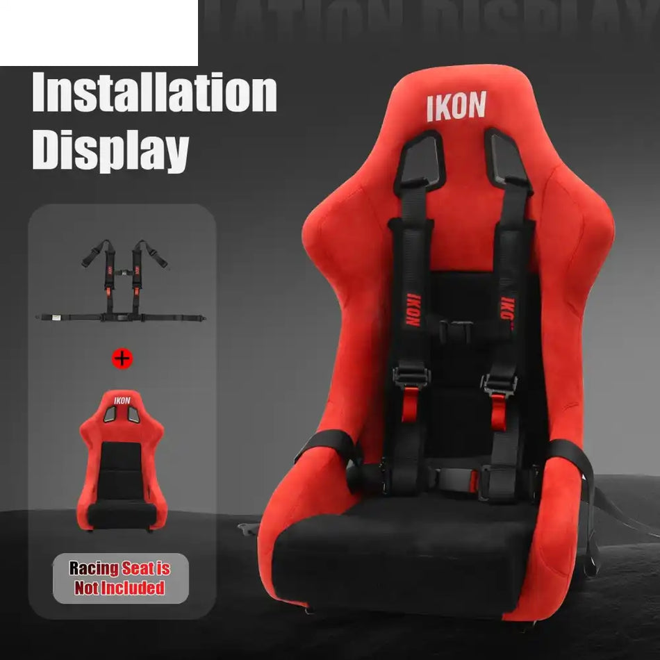 Universal 2ââ Wide 4 Point Buckle Racing Seat Belt Harness Nylon Black