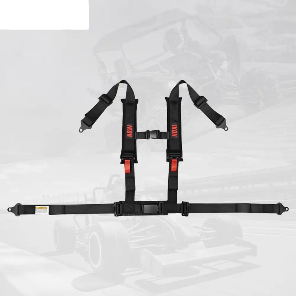 Universal 2ââ Wide 4 Point Buckle Racing Seat Belt Harness Nylon Black