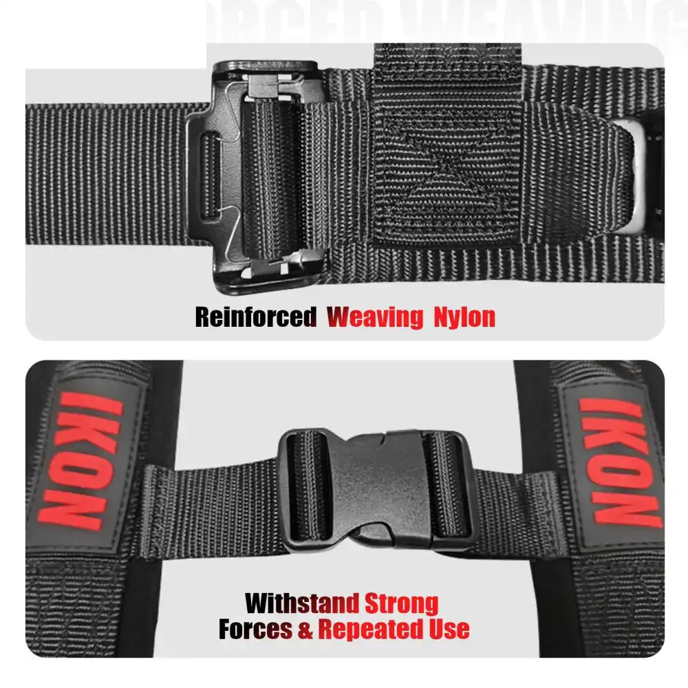 Universal 2ââ Wide 4 Point Buckle Racing Seat Belt Harness Nylon Black
