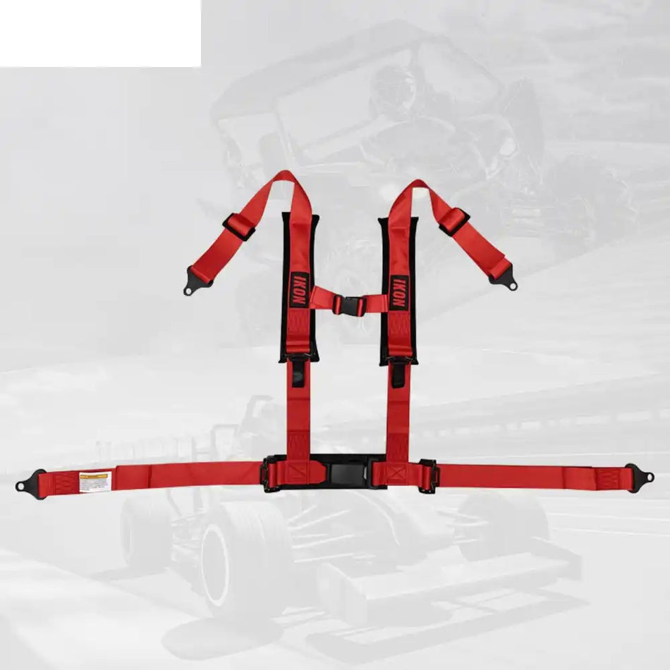 Universal 2ââ Wide 4 Point Buckle Racing Seat Belt Harness Nylon Red