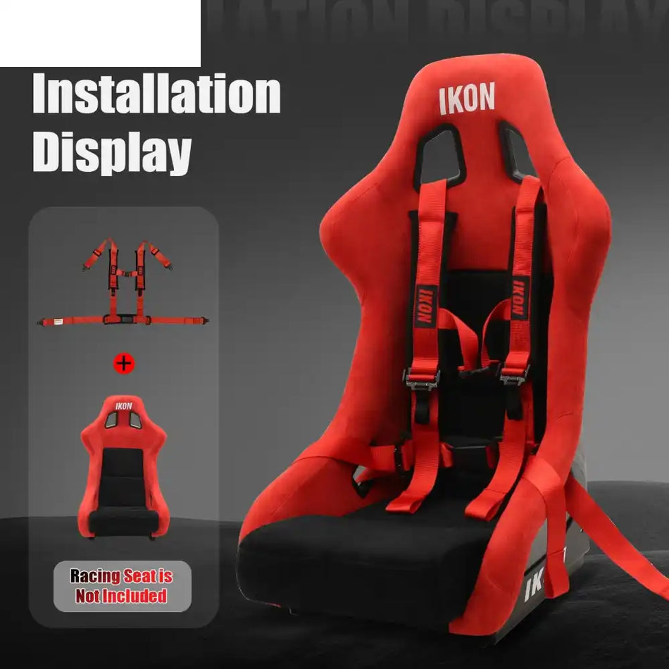 Universal 2ââ Wide 4 Point Buckle Racing Seat Belt Harness Nylon Red
