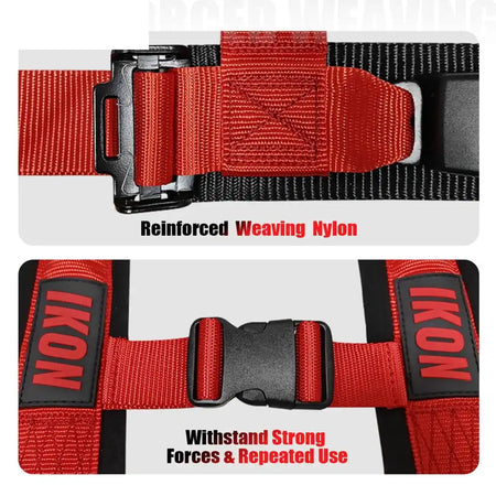 Universal 2ââ Wide 4 Point Buckle Racing Seat Belt Harness Nylon Red